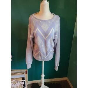 Vintage 1980s blue and white pastel sweater après ski geometric